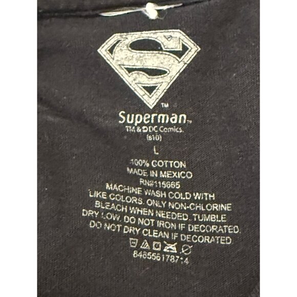 DC Comics Superman "Man of Steel" Short Sleeve Tee Shirt Black Size L - Picture 4 of 5
